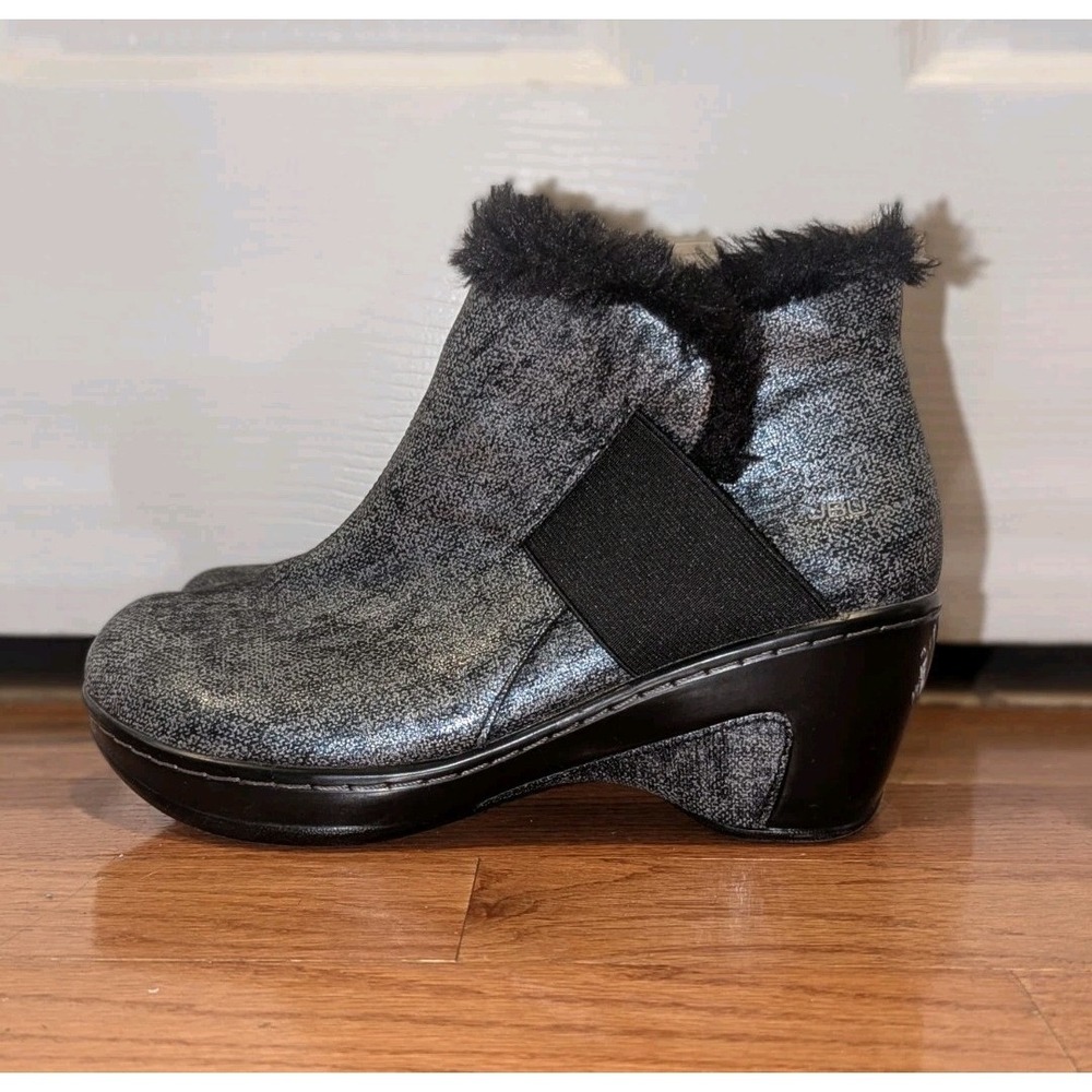 Cozy Cottage JBU by Jambu Faux Fur Vegan‎ Ankle Boots Silver Black 8.5